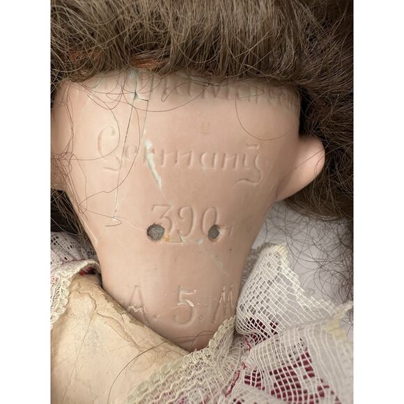 Antique German Bisque 25” Armand Marseille 390 A 5 M Doll Blue Eyes Read - Picture 5 of 7